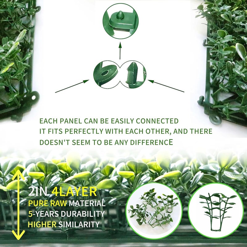 NETAP Faux Ivy Privacy Fence Screen, 40"x120" (1pcs) 4-Layer Artificial Boxwood Grass Wall Panels Greenery Backdrop for Garden, Backyard and Wall Decor - Image 4